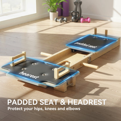 Soozier Foldable Pilates Reformer Machine, Multifunctional Pilates Board with Resistance Bands and Multi-Grips for Home 