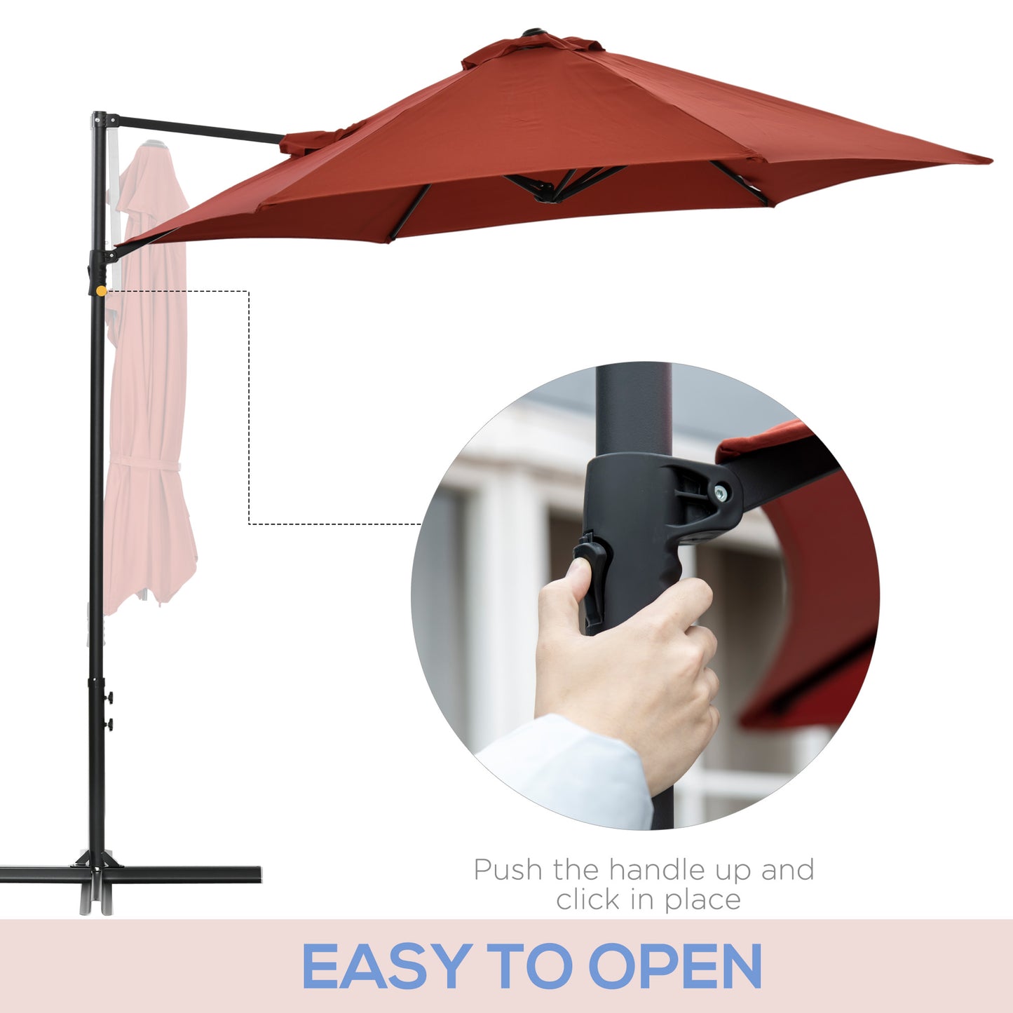 8.5FT Offset Patio Umbrella with 360° Rotation, Outdoor Cantilever Roma Parasol Hanging Sun Shade Canopy Shelter with Cr
