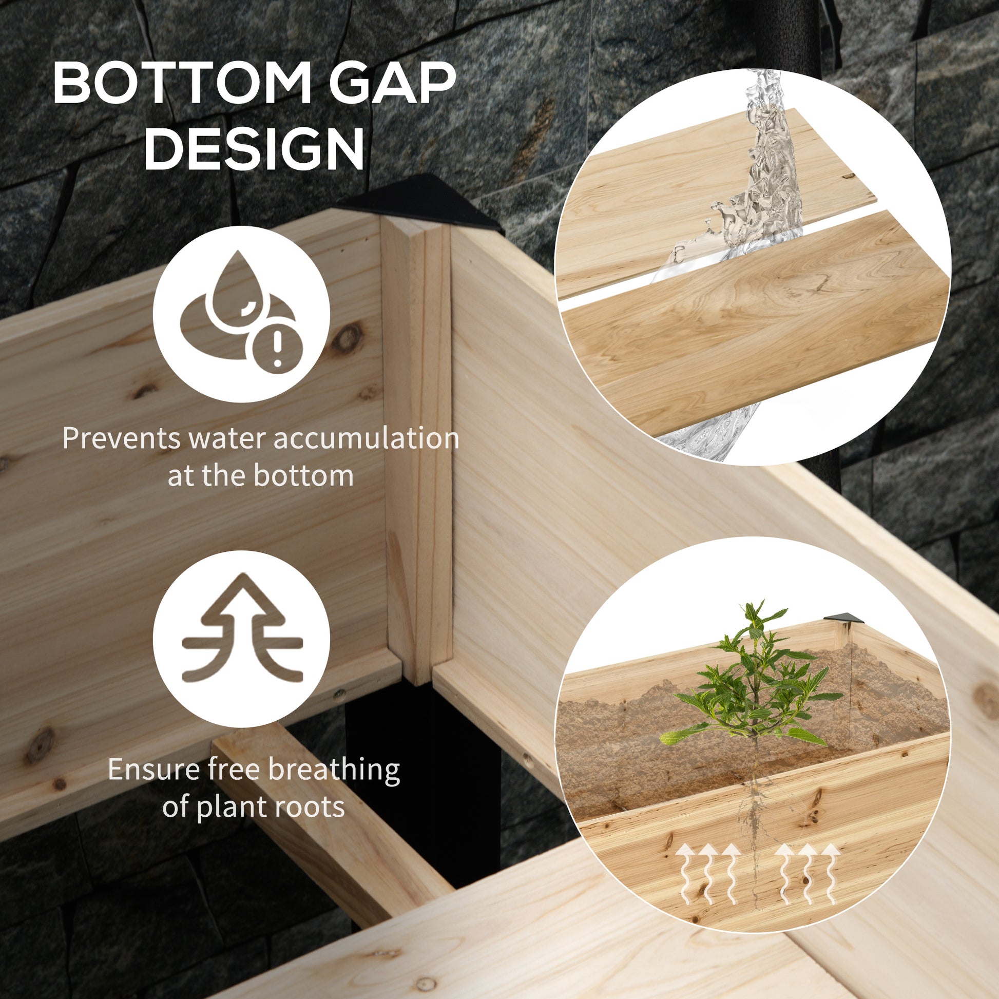 Raised Garden Bed, Elevated Planter Box, 47"x24"x29" with Legs, Metal Frame, Wooden Planter Pot for Backyard, Patio to G