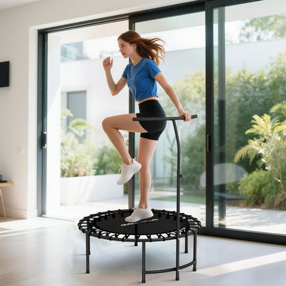 Soozier 40" Foldable Rebounder Trampoline ,Mini Trampoline Indoor with Adjustable Handle, Quiet and Safe Bungee Rebounde