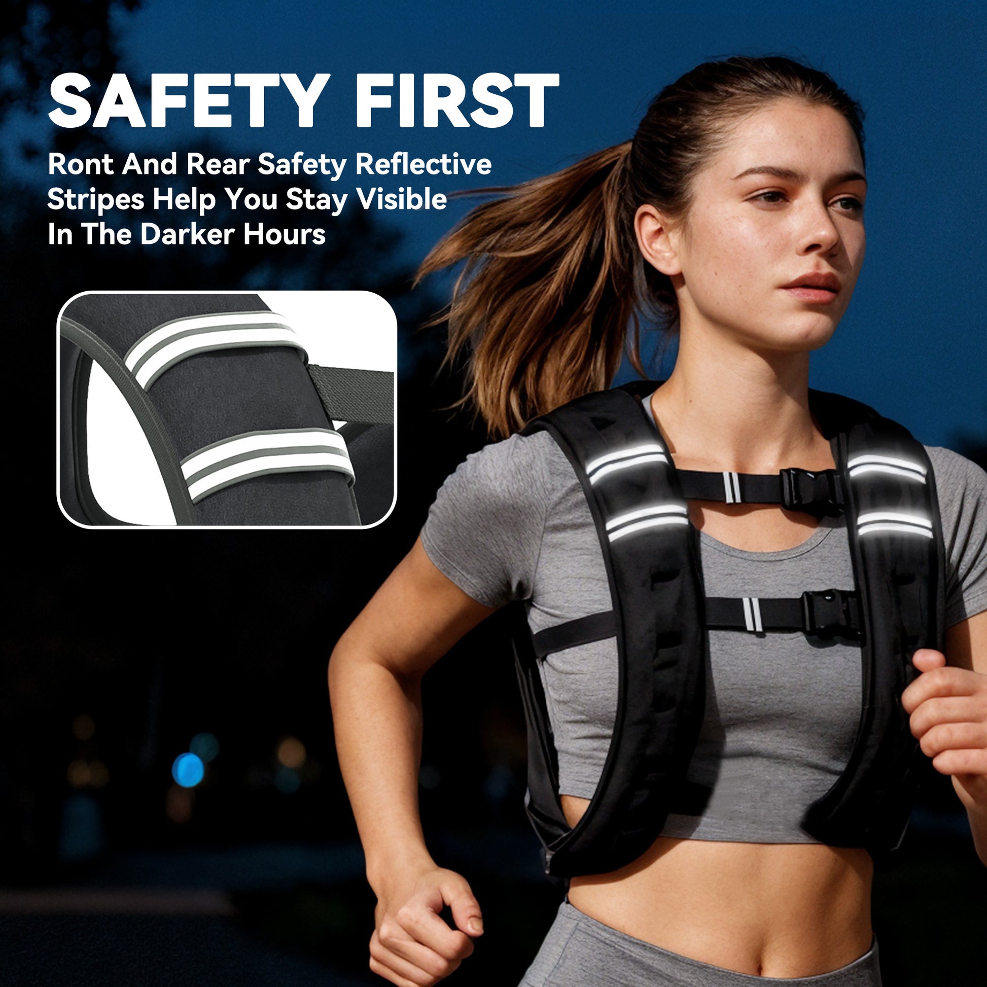 Soozier 11 lbs Weighted Vest, Weight Vest with adjustable Straps, Convenient Pocket and Reflective Strips, Fit for Men W