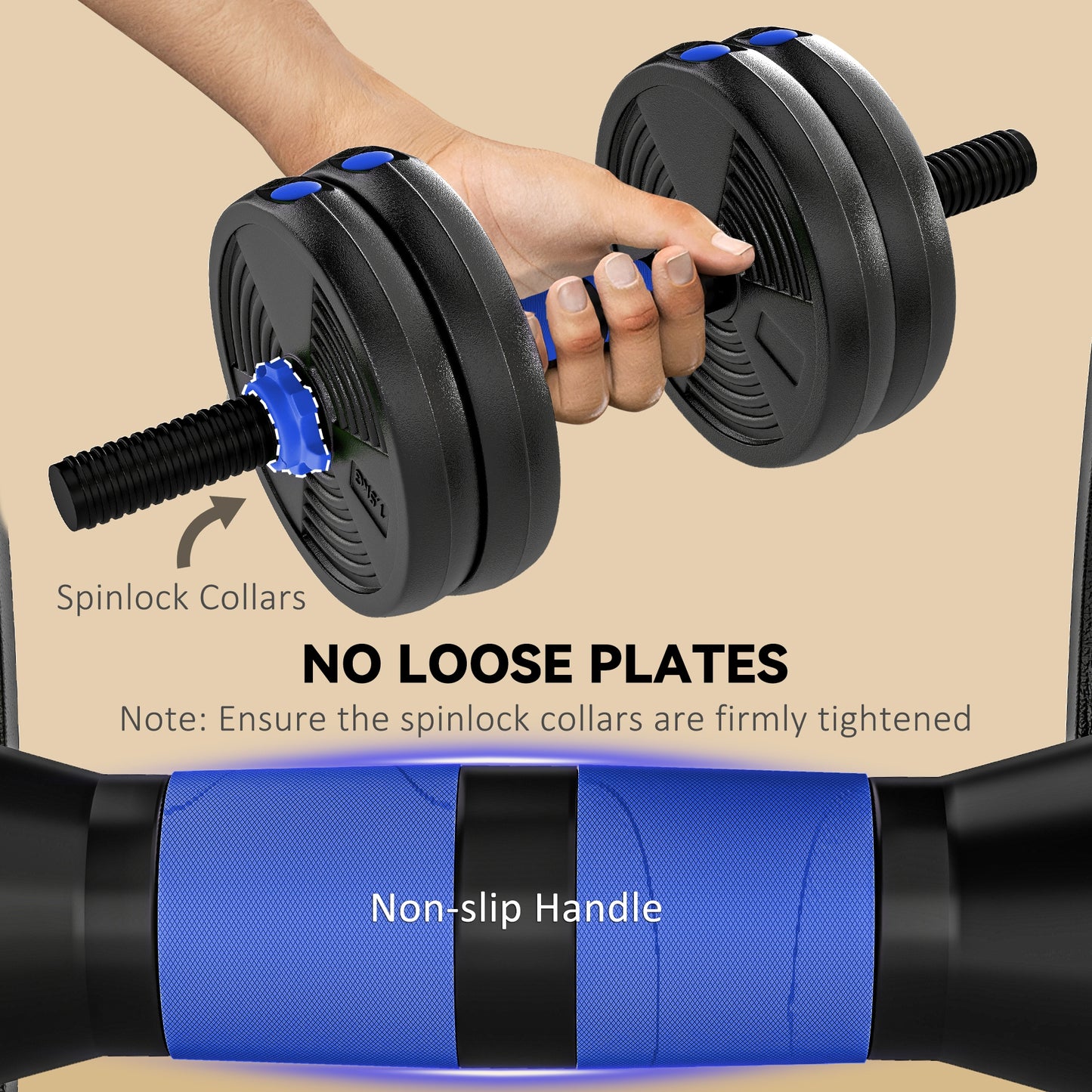 Soozier Adjustable Dumbbell Set, 3 in 1 Weights Dumbbells Set for Home Gym, 33lb Free Weights with Connector and Non-Sli