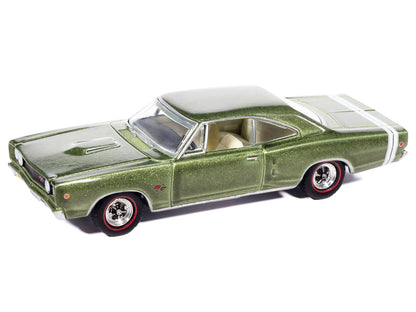 1968 Dodge Coronet R/T Medium Green Metallic with White Interior "Vintage Muscle" Series 1/64 Diecast Model Car by Auto World