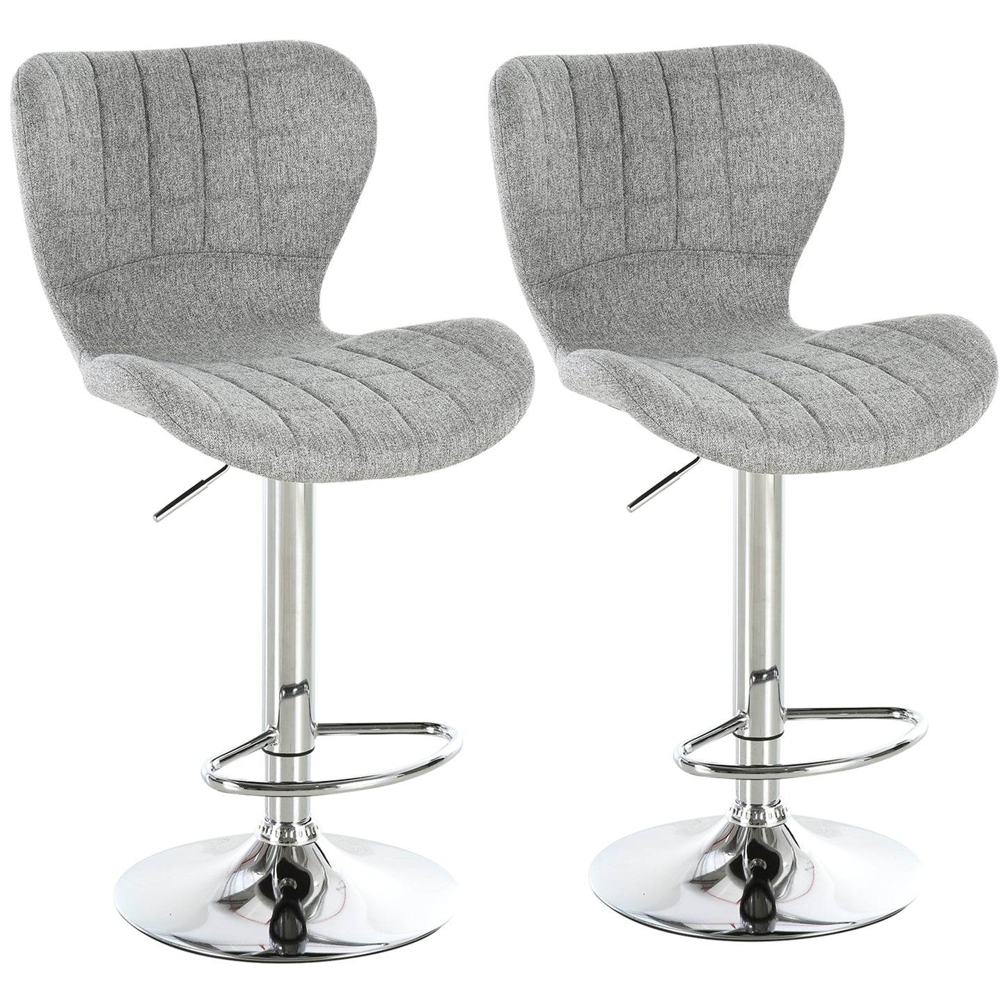 Set of 2 Counter Height Bar Stools Swivel Stool Height Adjustable Bar Chairs with Footrest for Kitchen Dining Home Pub, 