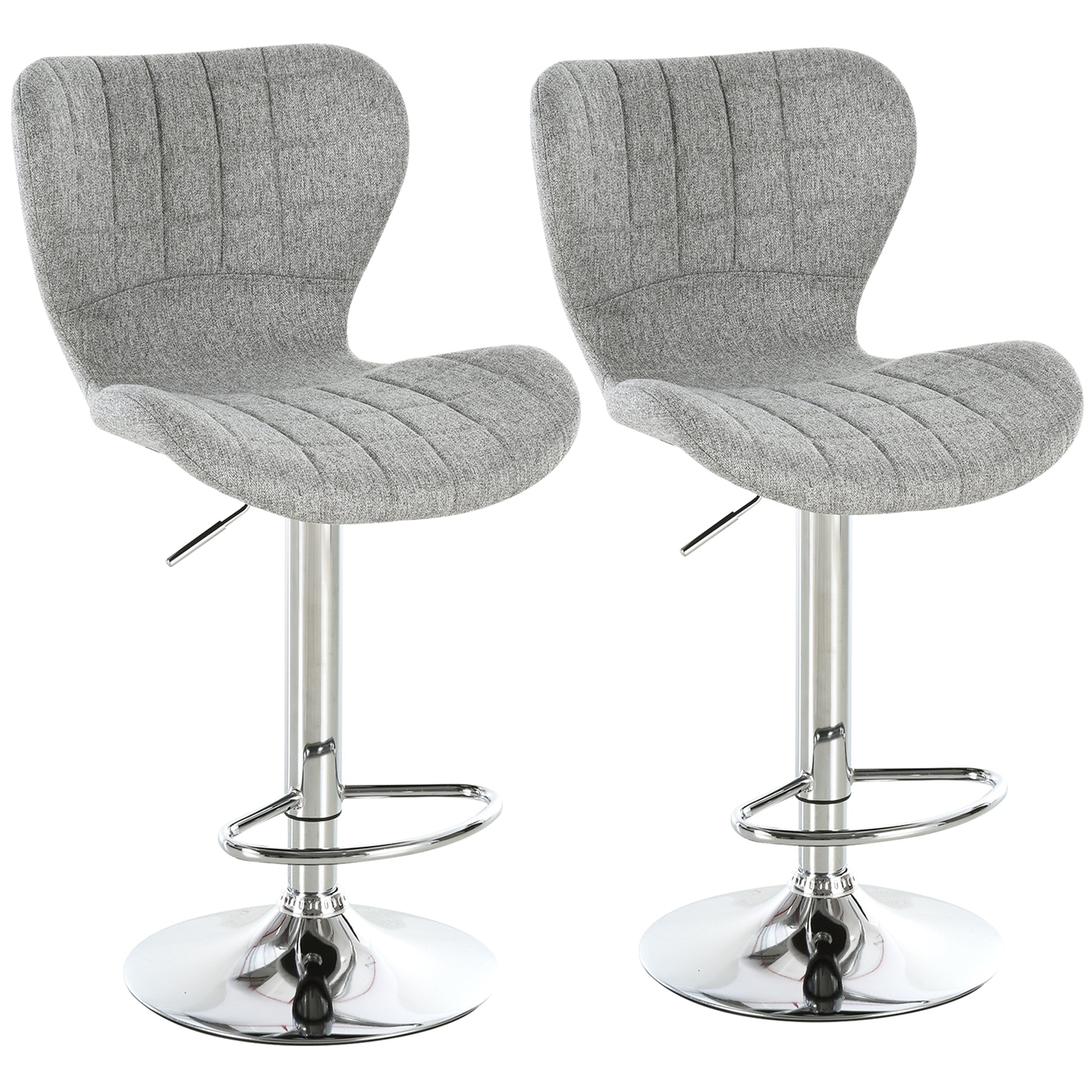 Set of 2 Counter Height Bar Stools Swivel Stool Height Adjustable Bar Chairs with Footrest for Kitchen Dining Home Pub, 