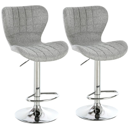 Set of 2 Counter Height Bar Stools Swivel Stool Height Adjustable Bar Chairs with Footrest for Kitchen Dining Home Pub, 
