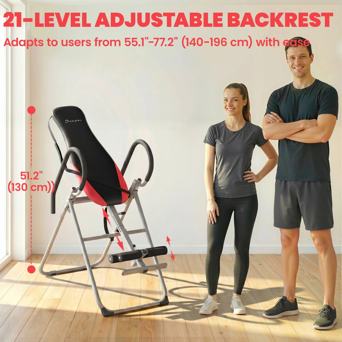 Soozier Inversion Table, Heavy Duty Folding Inversion Table with Adjustable Ankle Lock and Safety Belt for Pain Relief T