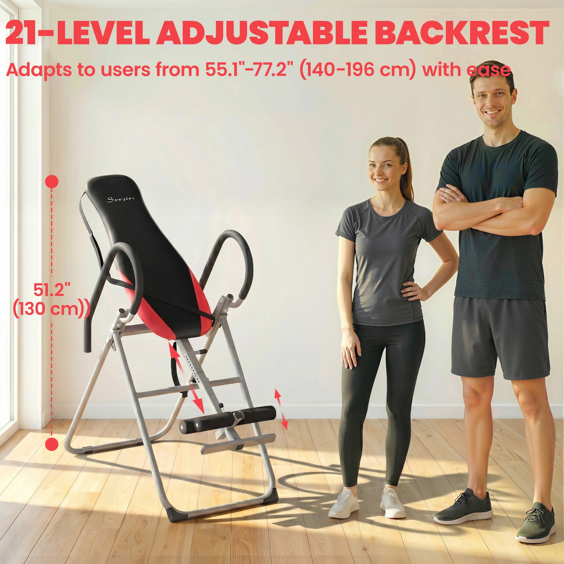 Soozier Inversion Table, Heavy Duty Folding Inversion Table with Adjustable Ankle Lock and Safety Belt for Pain Relief T