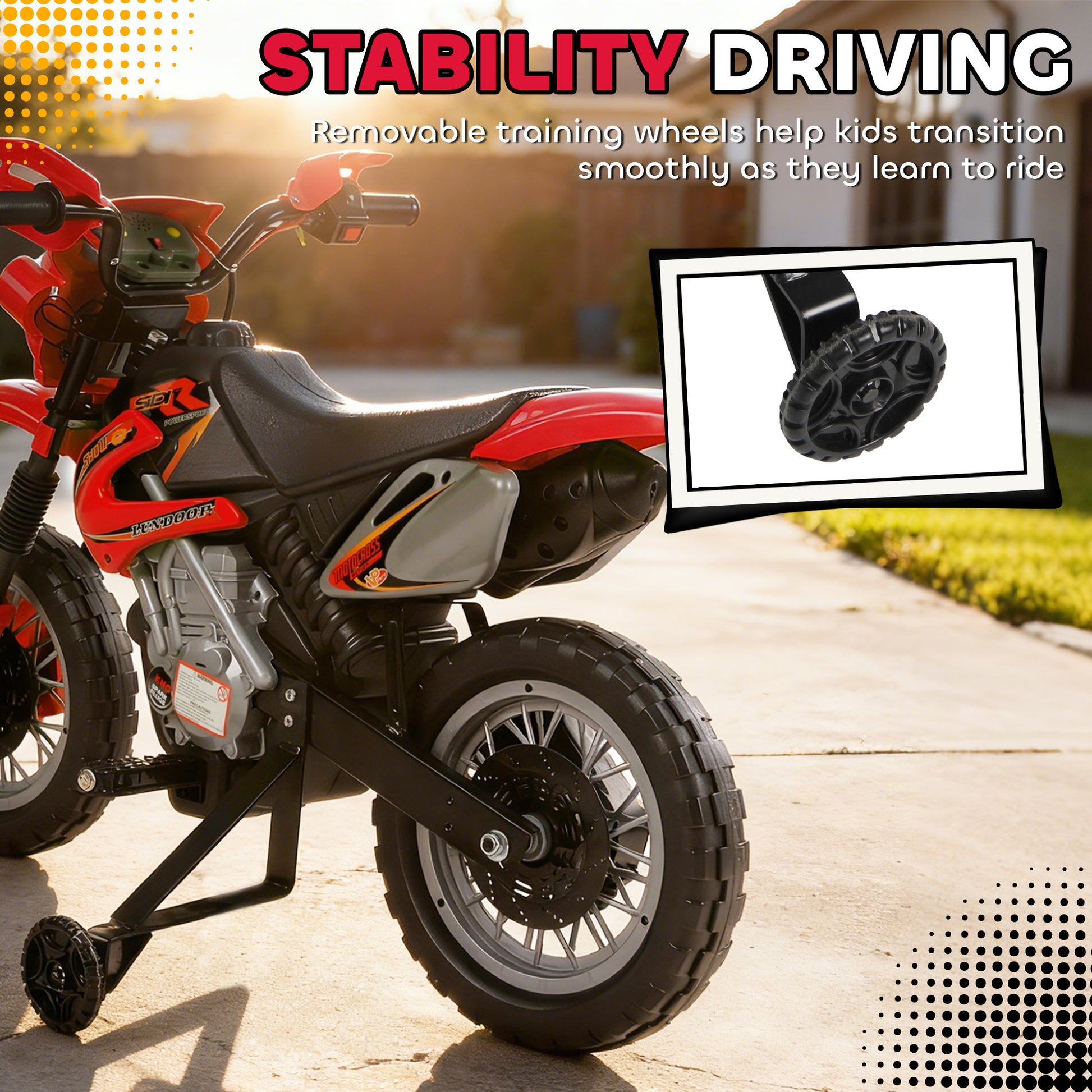 VarietyKart 6V Kid Electric Ride On Motorcycle Powered Dirt Bike Battery Scooter For 3-6 Year Old Kids Toddlers W/ Train