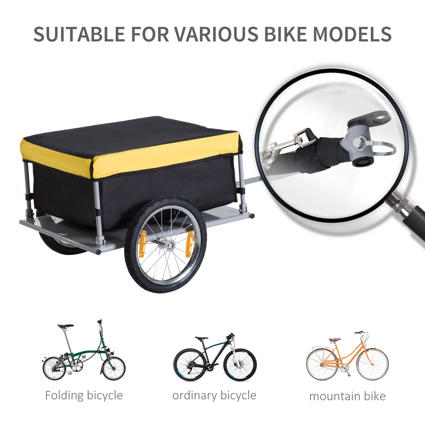 VarietyKart Bicycle Bike Cargo Trailer Garden Utility Cart Carrier Tool Yellow