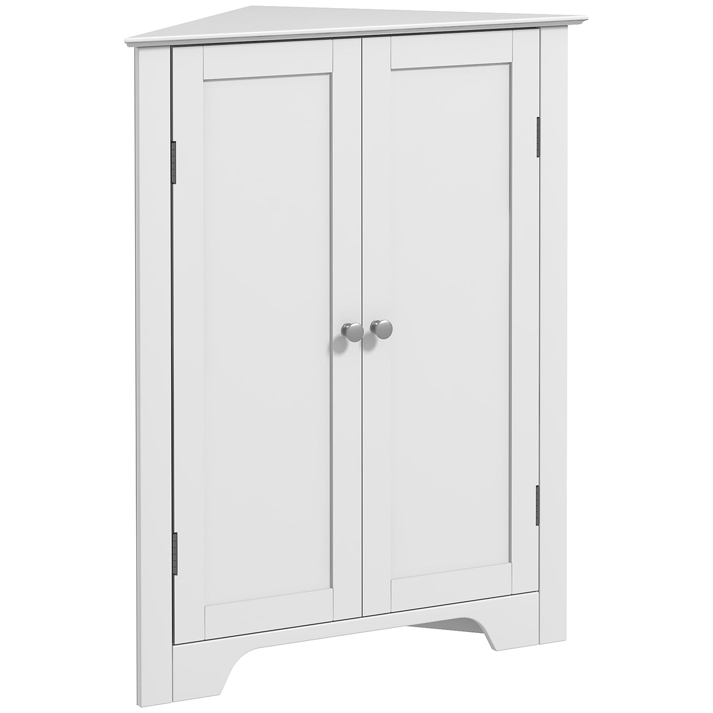 Modern Bathroom Storage Cabinet, Corner Cabinet with Doors, Bathroom Cabinet with Adjustable Shelf and Recessed Door, Wh