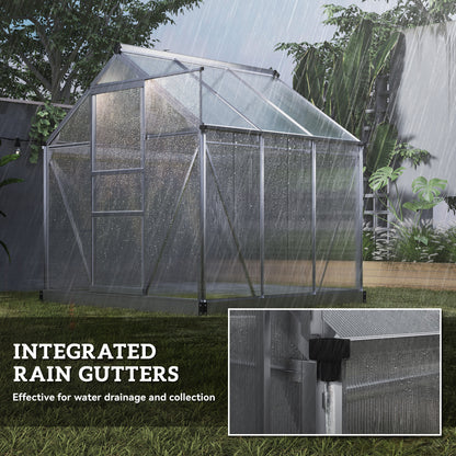 6' x 6' x 6.6' Polycarbonate Greenhouse, Walk-In Green House Kit Garden, Plants Grow, Galvanized Sheet Aluminum Frame wi