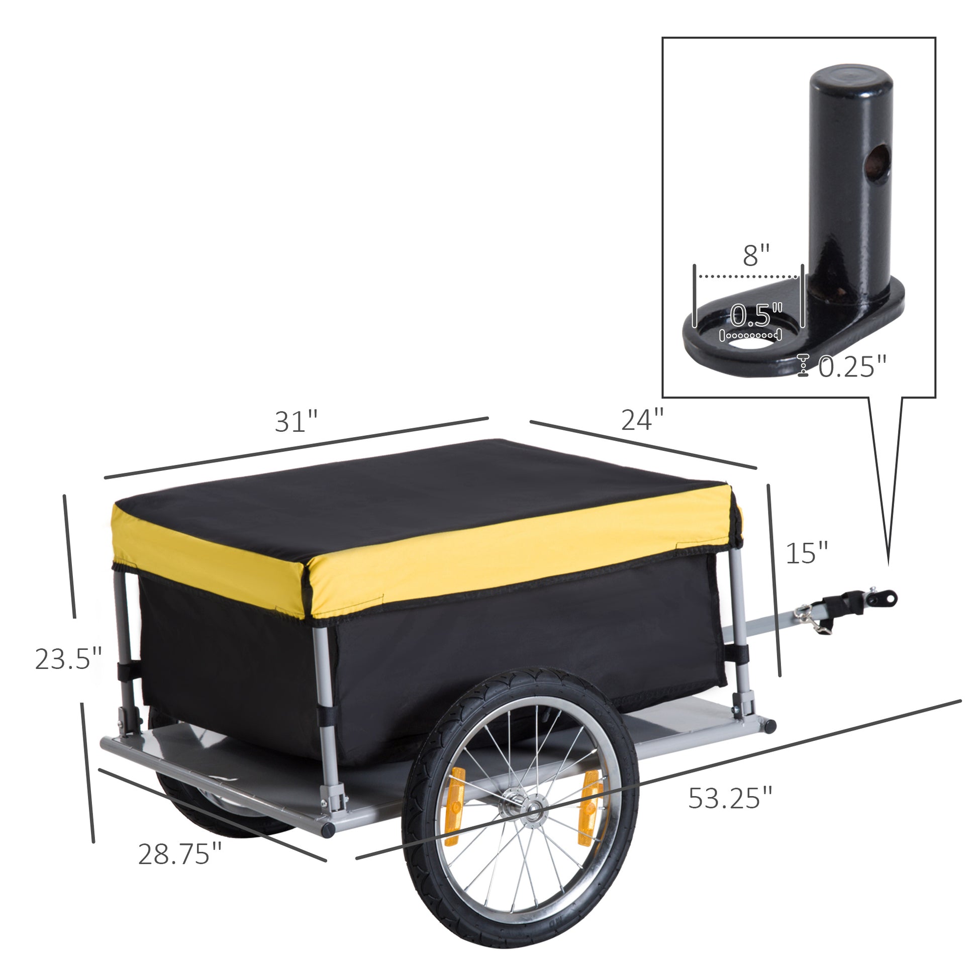 VarietyKart Bicycle Bike Cargo Trailer Garden Utility Cart Carrier Tool Yellow
