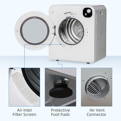 Compact Laundry Dryer Machine, 1300W, 3.22 Cu. Ft. Electric Portable Clothes Dryer with 7 Drying Modes for Apartment or 