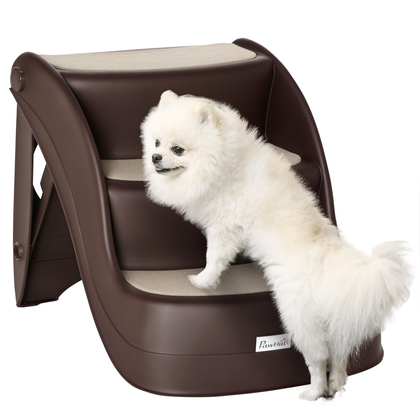 Dog Stairs for Small Dogs 15"H, 3-Step Foldable Pet Step with Non-Slip Treads, for Injured, Old, Puppy, Cats, for High B