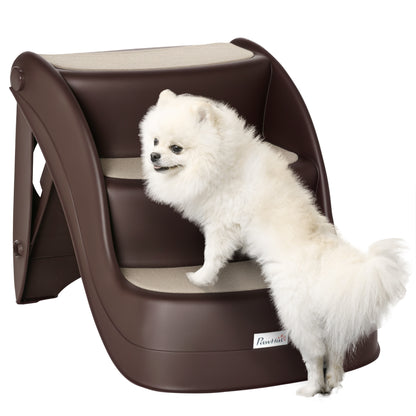 Dog Stairs for Small Dogs 15"H, 3-Step Foldable Pet Step with Non-Slip Treads, for Injured, Old, Puppy, Cats, for High B