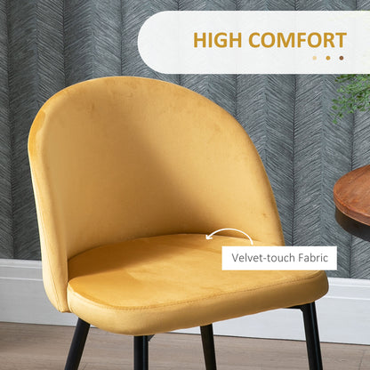 Modern Dining Chairs, Mid-Back Velvet-touch Upholstery Side Chair, Table Chair for Living Room, Dining Room, Yellow, Set