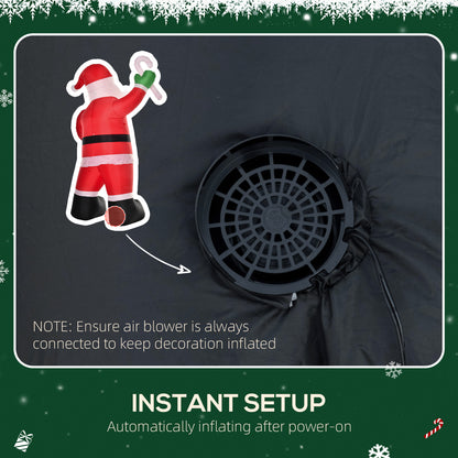 Inflatable Christmas Outdoor Lighted Yard Decoration, Santa Claus with Candy Cane, 8' Tall