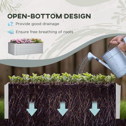 Galvanized Raised Garden Bed, Steel Outdoor Planters with Reinforced Rods, 71" x 35" x 23", Light Grey