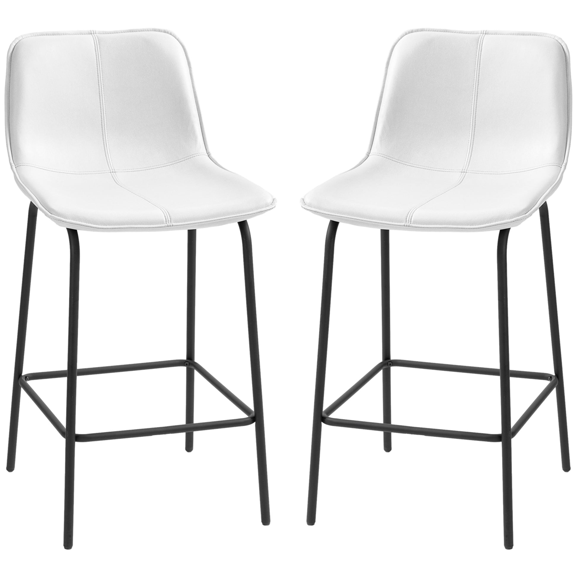 Bar Stools Set of 2, Upholstered Counter Height Bar Chairs, Kitchen Stools with Steel Legs