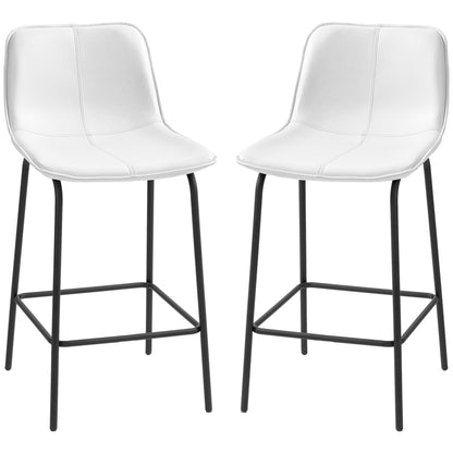 Bar Stools Set of 2, Upholstered Counter Height Bar Chairs, Kitchen Stools with Steel Legs