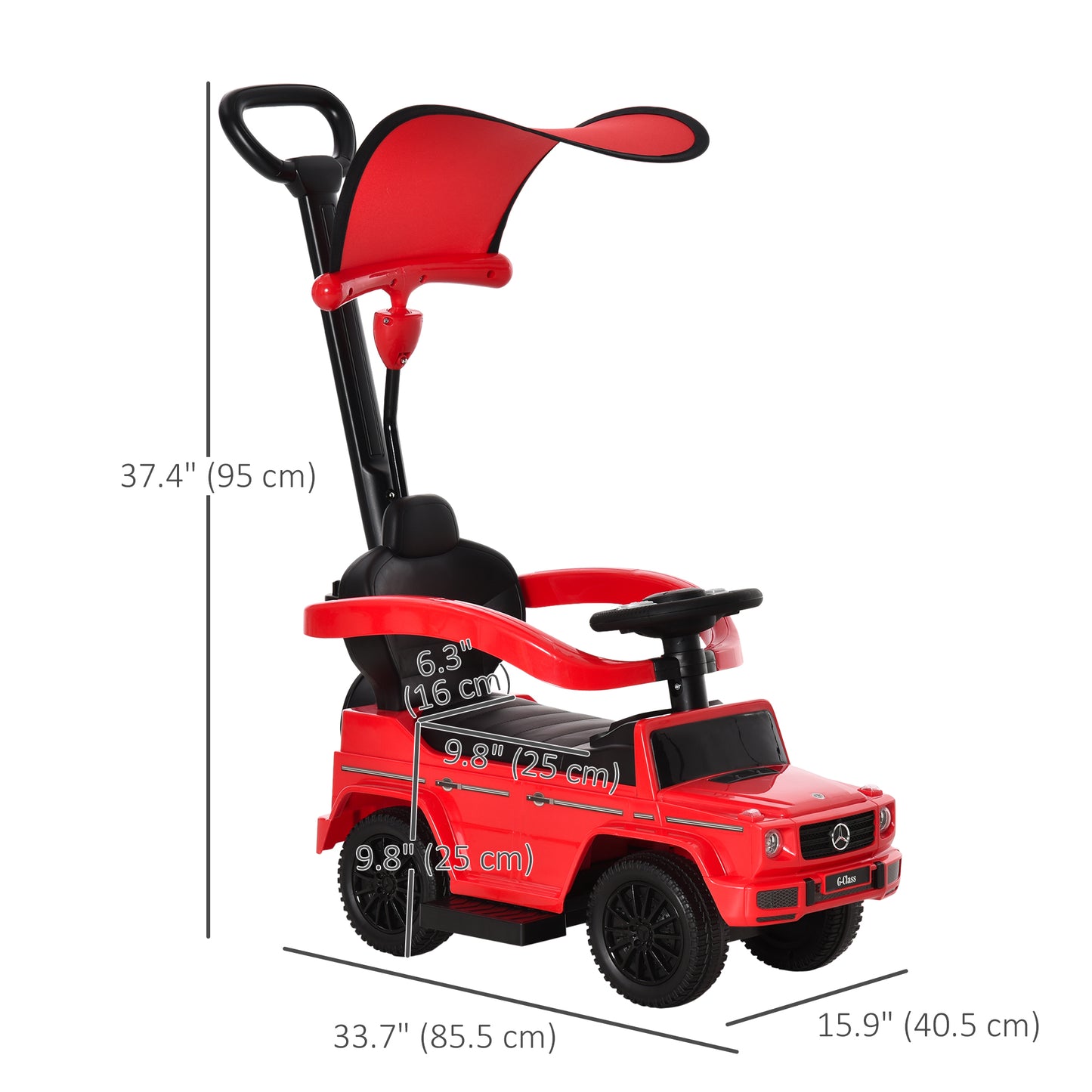 VarietyKart Mercedes-Benz G350 Licensed Push Car, 3-in-1 Toddler Sliding Car with Horn, Steering, Foot Rest, Seat Storag