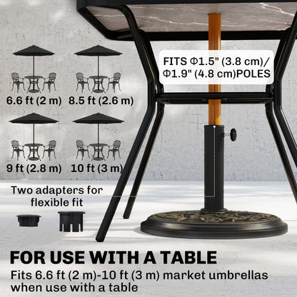 20 lbs Resin Round Patio Umbrella Base 18" Outdoor Decorative Cast Stone Parasol Stand Market Garden Umbrella Holder, Br