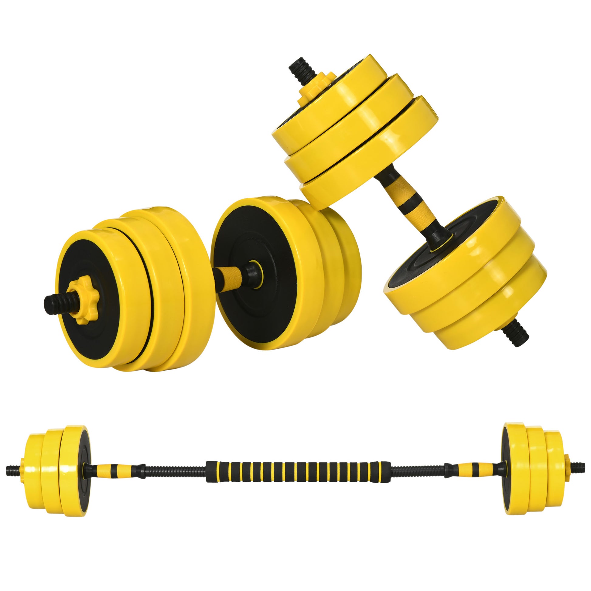 Soozier Dumbbell & Barbell Adjustable Set 55lbs Plate Bar Clamp Rod for Strength Training, Full Body Workout, Muscle Bui