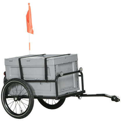 VarietyKart Steel Trailer for Bike, Bicycle Cargo Trailer with Storage Box, Safe Reflectors, Max Load 88LBS