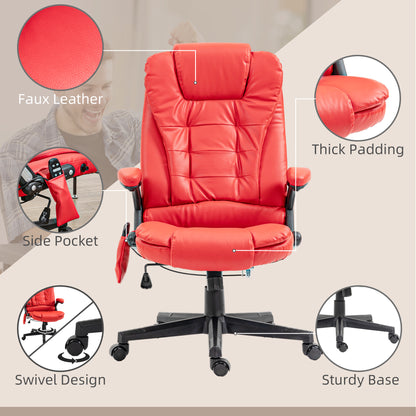 Adjustable Heated Ergonomic Massage Office Chair Swivel Vibrating High Back Faux Leather Executive Chair