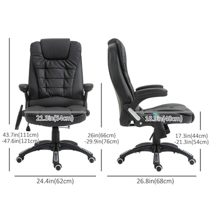 Executive Massage Chairs Heated High Back Reclining Office Chair Swivel Leather Adjustable Vibrating Furniture Black