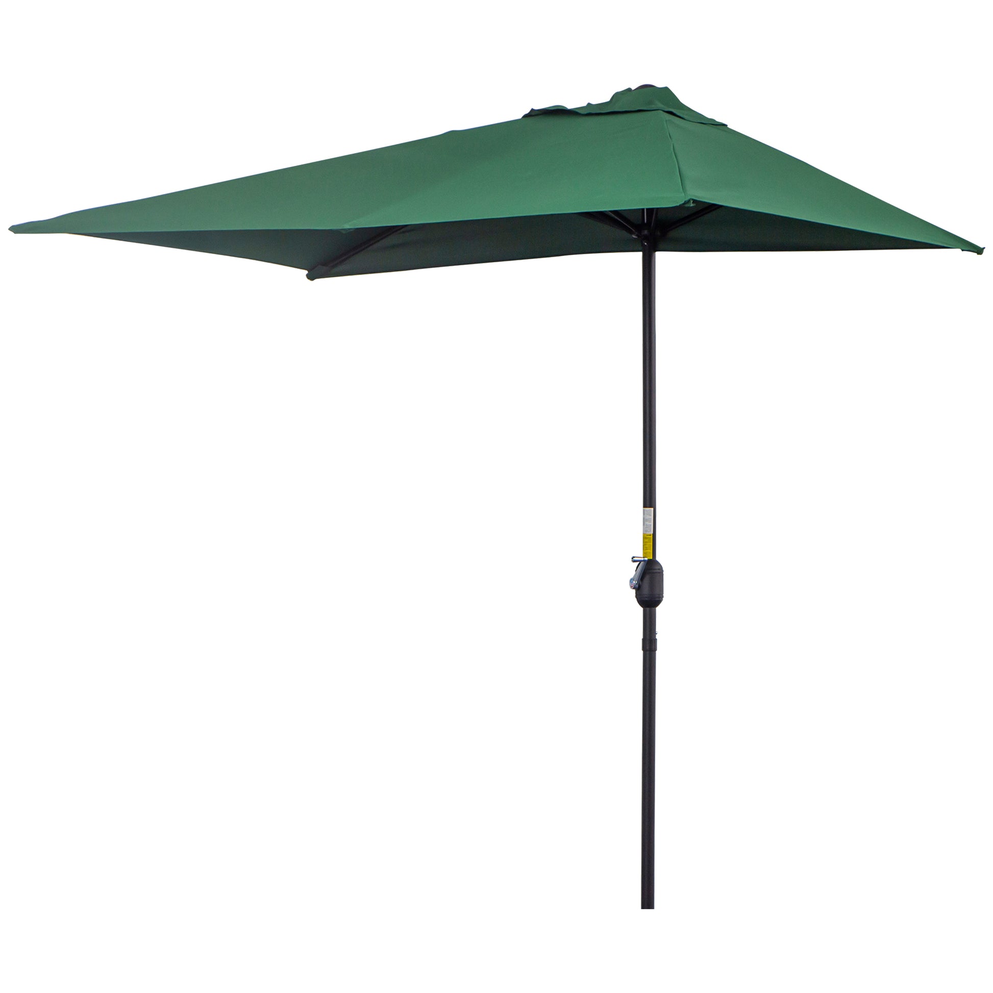 8ft Half Umbrella with Crank Operation UV30+ Protection Balcony Parasol w/ 5 Ribs Patio Garden Outdoor Sun Shade, Green