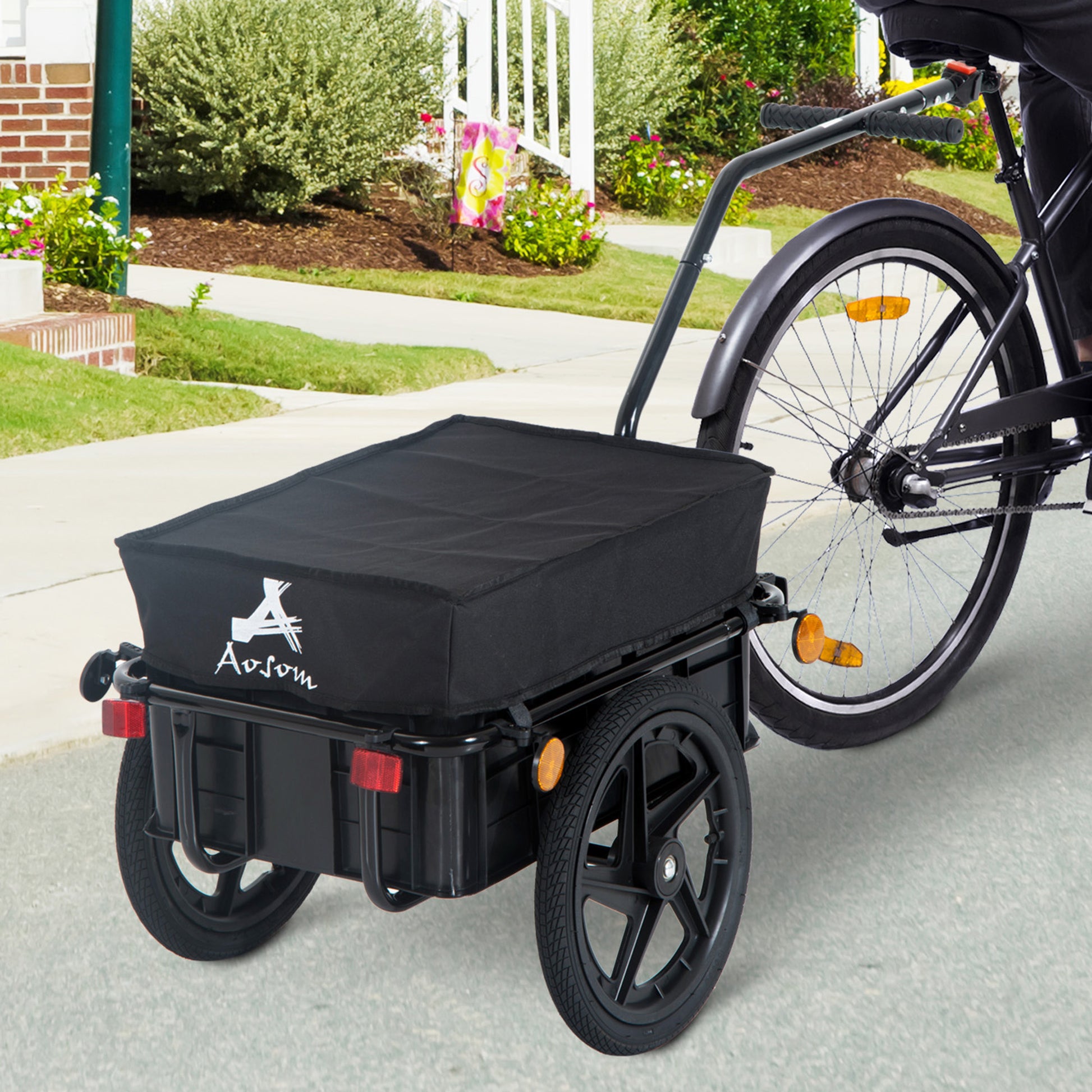 VarietyKart Multi-Functional Bike Trailer Steel Large Bike Luggage Cart Carrier Black