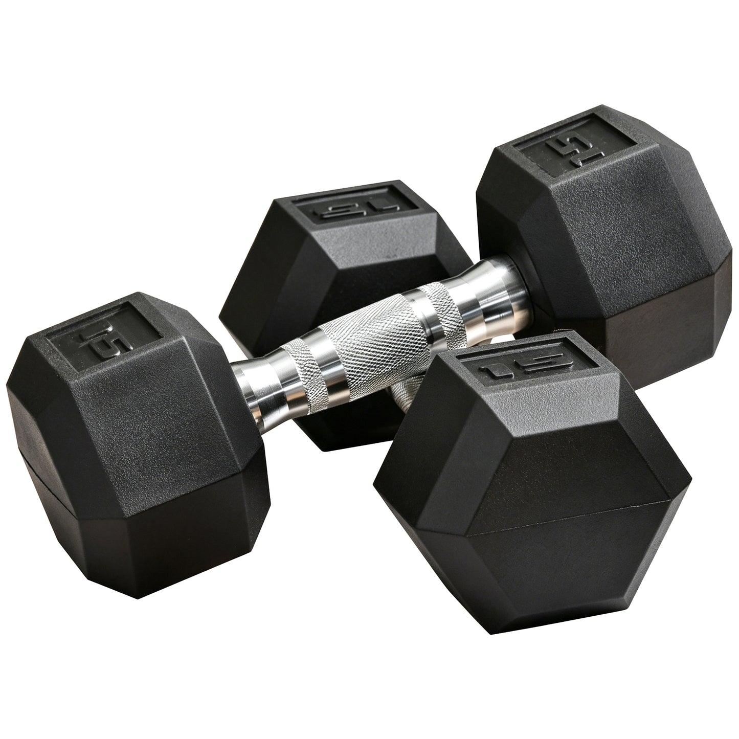 Soozier Rubber Dumbbells Weight Set, Total 30lbs Dumbbell Hand Weight for Body Fitness Training for Home Office Gym, 2 x