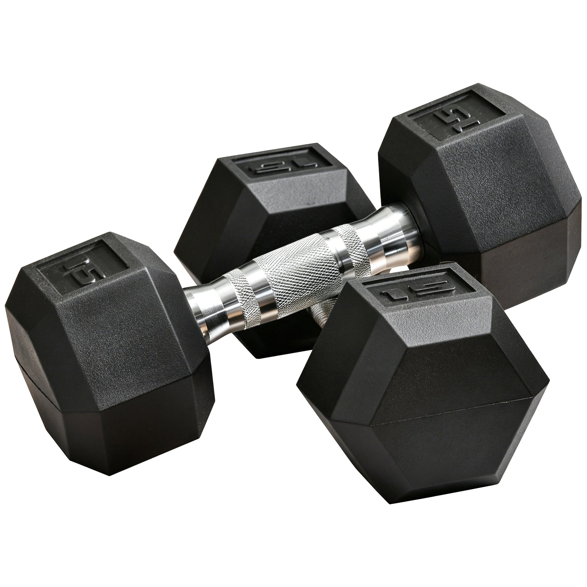 Soozier Rubber Dumbbells Weight Set, Total 30lbs Dumbbell Hand Weight for Body Fitness Training for Home Office Gym, 2 x
