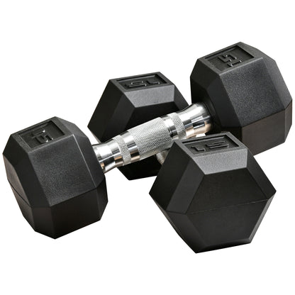 Soozier Rubber Dumbbells Weight Set, Total 30lbs Dumbbell Hand Weight for Body Fitness Training for Home Office Gym, 2 x