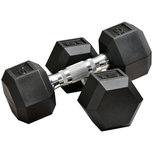 Soozier Rubber Dumbbells Weight Set, Total 30lbs Dumbbell Hand Weight for Body Fitness Training for Home Office Gym, 2 x