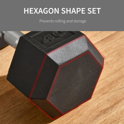 Soozier 40lbs Rubber Hex Dumbbell, Weight Dumbbell Hand Weight Barbell for Body Fitness Training for Home Office Gym, Bl