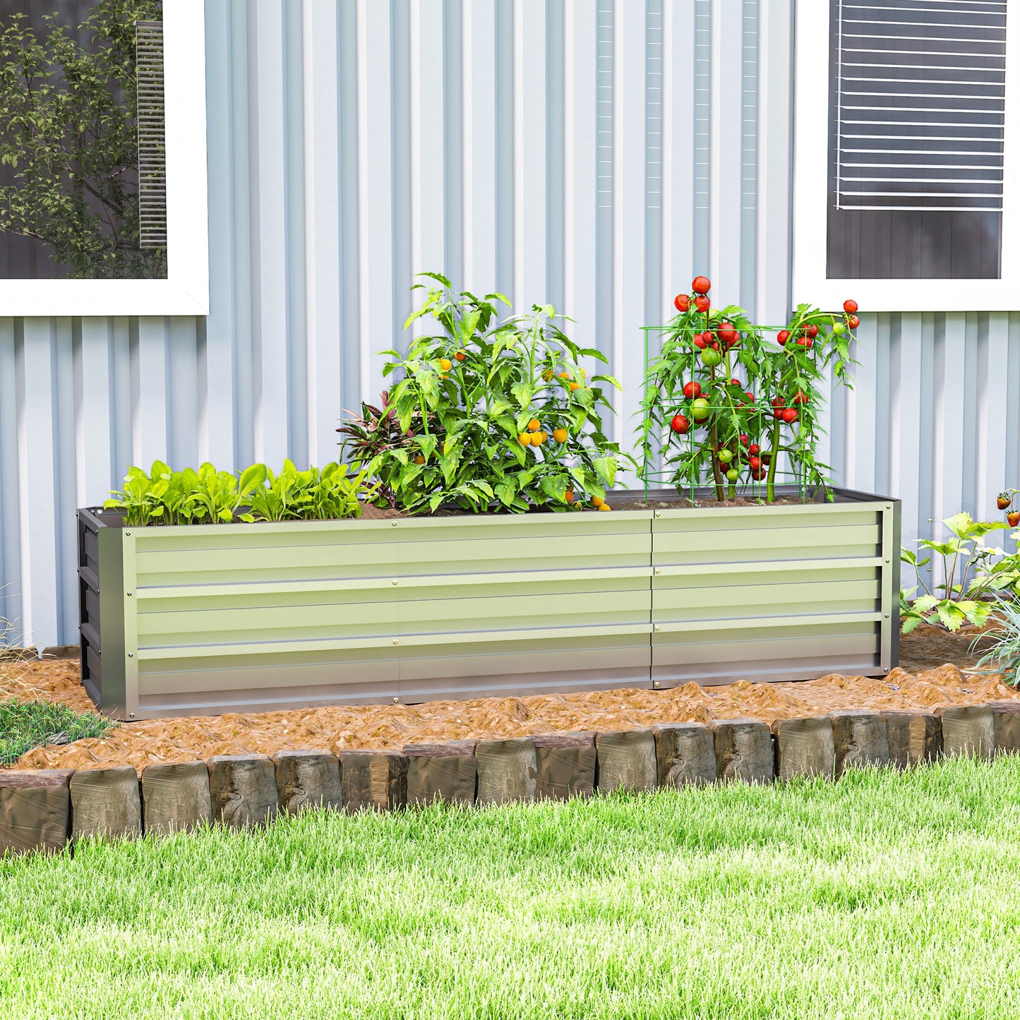 6' x 1.5' x 1.3' Galvanized Raised Garden Bed, Elevated Large Metal Planter Box w/ Install Gloves for Backyard, Patio to