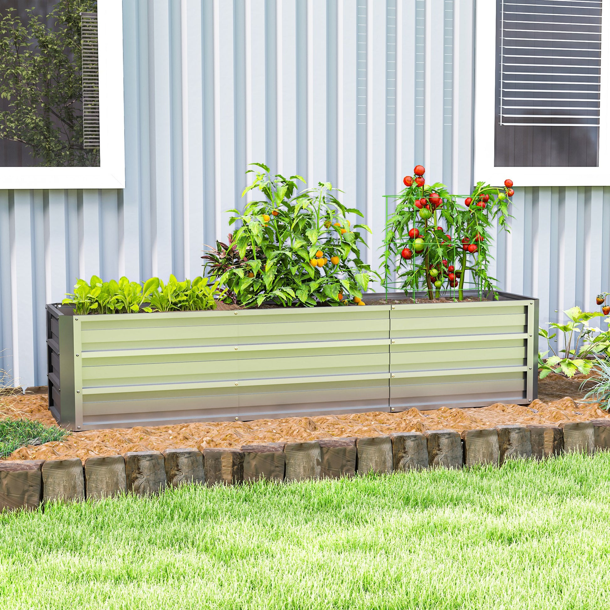 6' x 1.5' x 1.3' Galvanized Raised Garden Bed, Elevated Large Metal Planter Box w/ Install Gloves for Backyard, Patio to