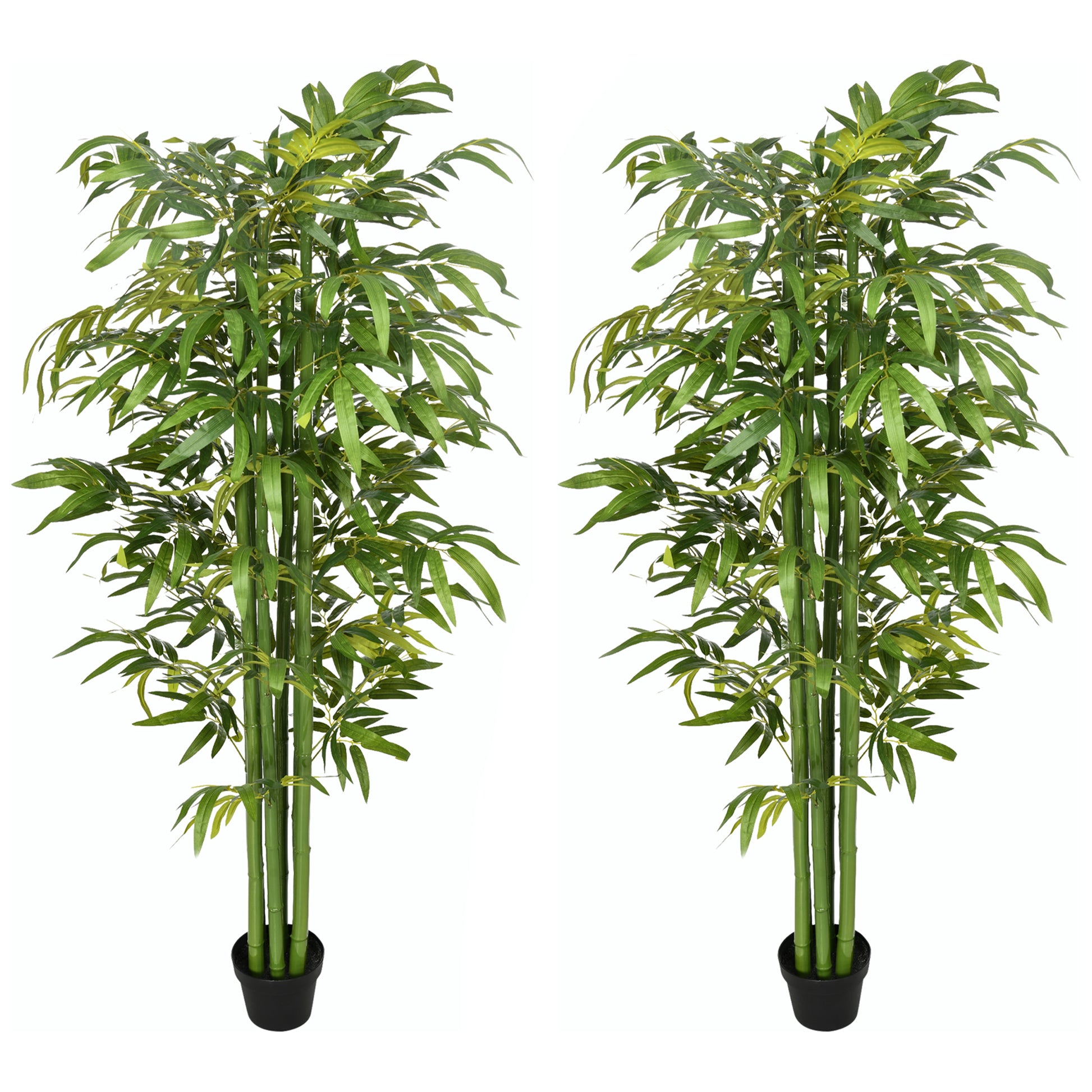 Set of 2 6 FT Artificial Tree Bamboo Tree Fake Plants in Pot for Home Office Living Room Decor, Green