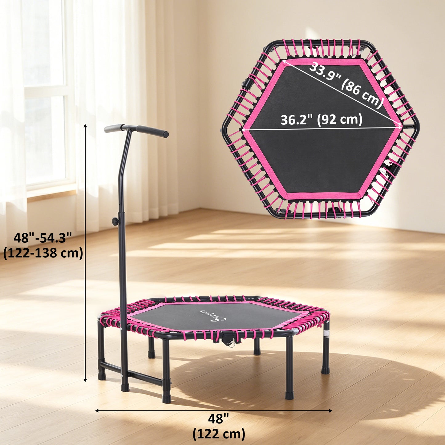Soozier 48" Adult Hexagon Rebounder Trampoline Fitness Bungee Jumping Cardio Trainer Outdoor Bouncer Jumper Adjustable B