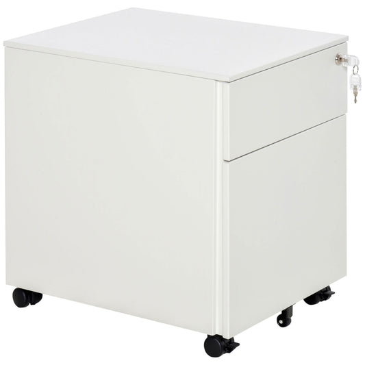 Lockable File Cabinet, Steel Filing Cabinet on Wheels for Legal, A4, Letter Size, with Pencil Tray for Home Office