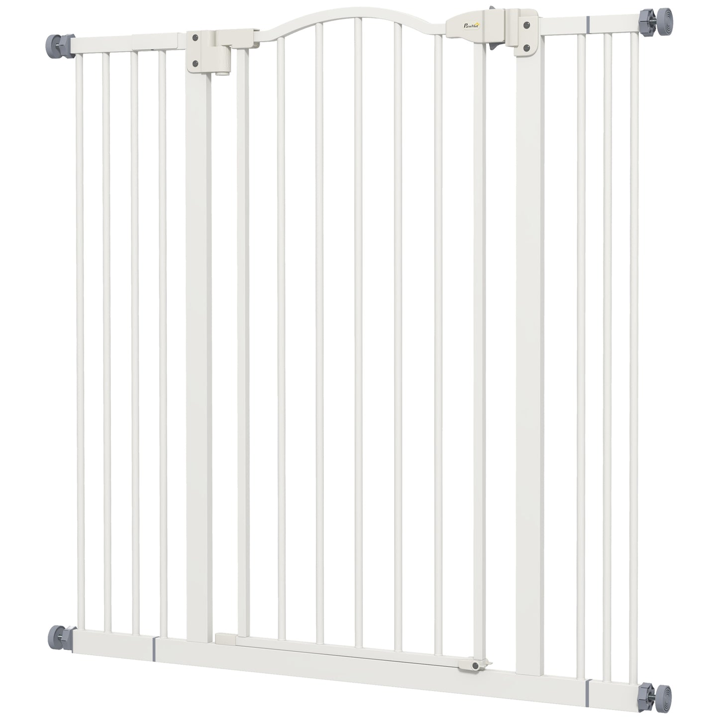 Extra Tall Dog Gate with Door, Pressure Fit, Auto Close, Double Locking for Doorways Hallways Stairs, 29"-39", White