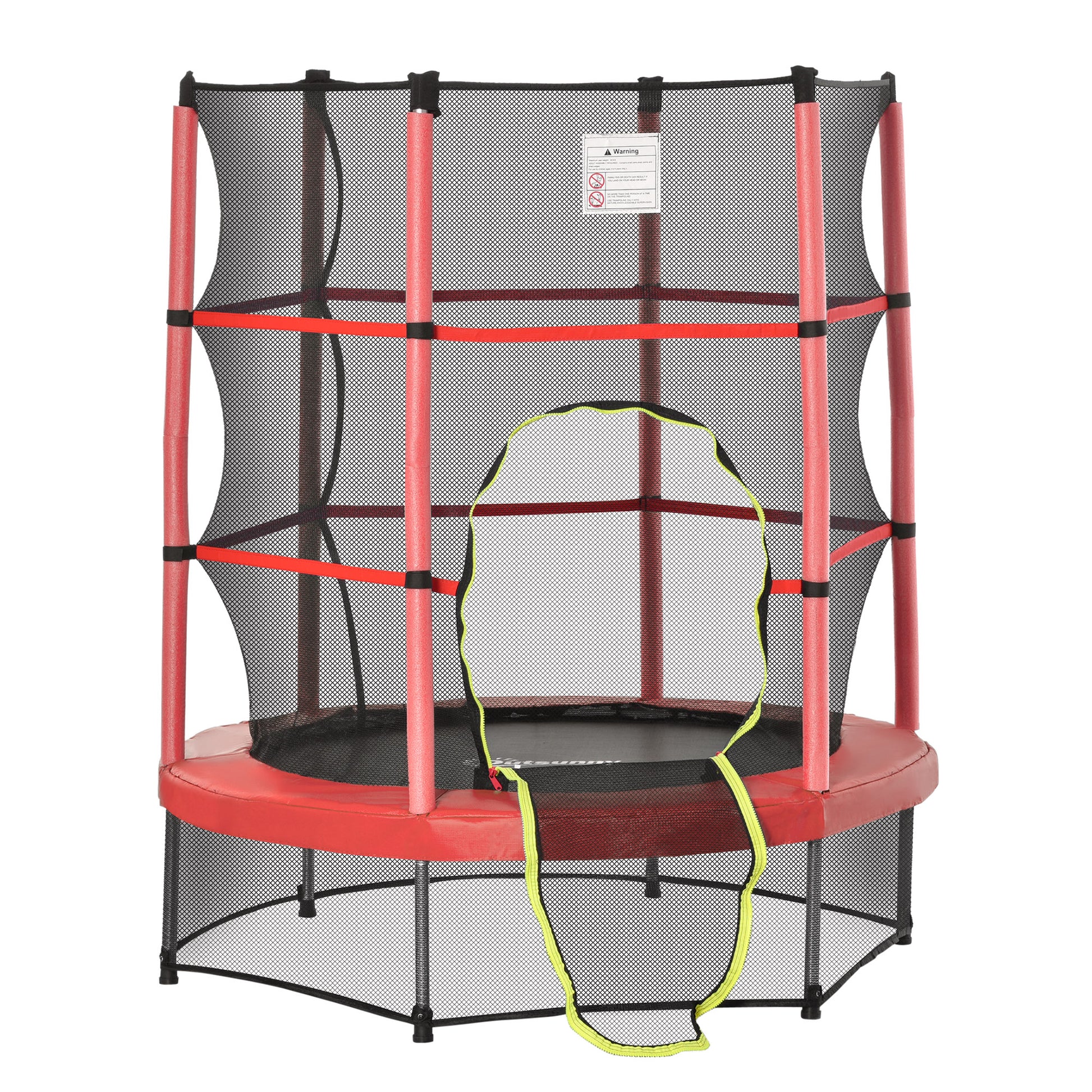 55" Kids Trampoline with Enclosure Net for Indoor/Outdoor, Trampoline for Boys and Girls Age 3-6 Years, Red