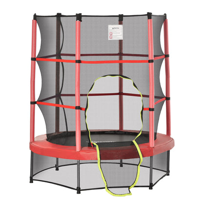 55" Kids Trampoline with Enclosure Net for Indoor/Outdoor, Trampoline for Boys and Girls Age 3-6 Years, Red
