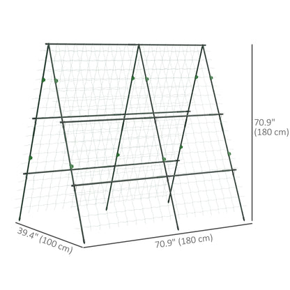 71" x 71" Metal Cucumber Trellis with Netting for Climbing Plants Vegetables, A Frame Tomato Plant Support Tomato Trelli