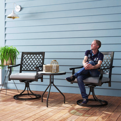 Outdoor Patio Chairs Set of 2, Metal Swivel Rocker Chairs with Cushion and Armrests for Backyard, Garden, Patio