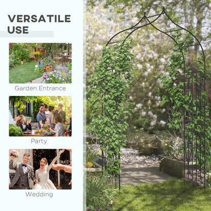 8.7FT Garden Arch Trellis, Outdoor Wedding Arbor for Ceremony with Scrollwork Design for Climbing Roses, Vines and Plant