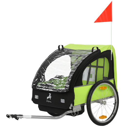VarietyKart 2-Seat Child Bike Trailer for Kids with a Strong Steel Frame, 5-Point Safety Harnesses, & Comfortable Seat, 